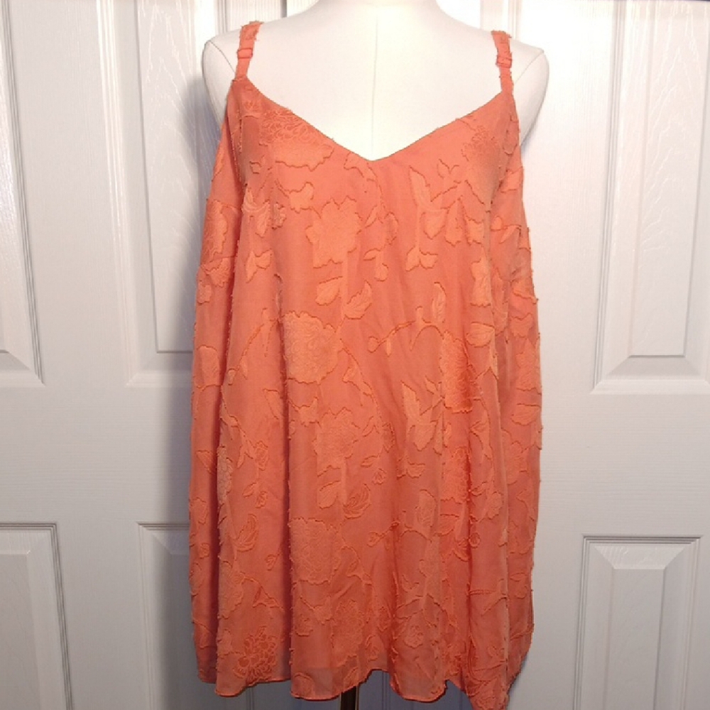 Torrid Coral Floral Embroidered Tank Top